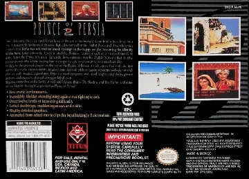 Prince of Persia 2 (USA) box cover back